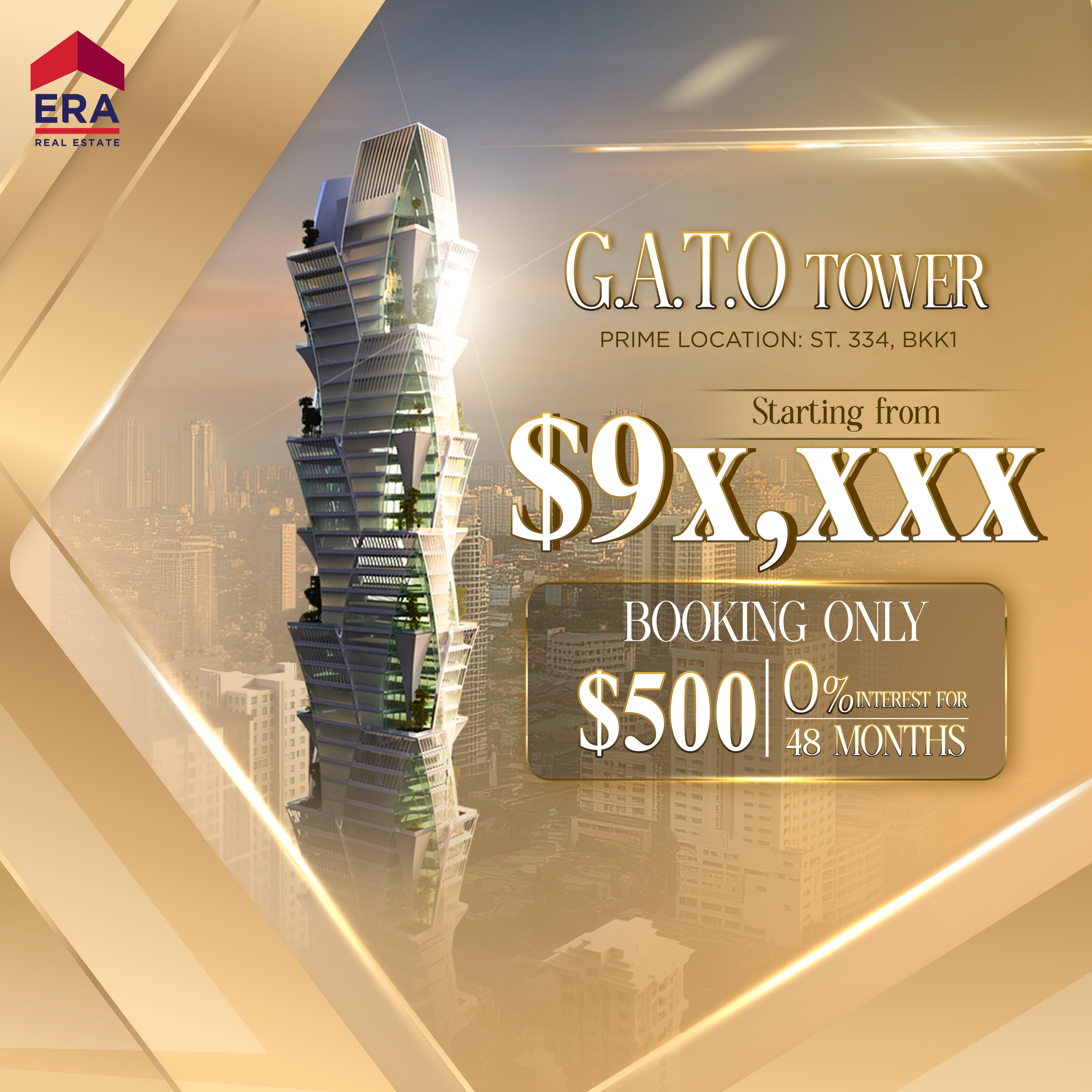 G.A.T.O Tower mixed-use skyscraper in BKK1 Phnom Penh